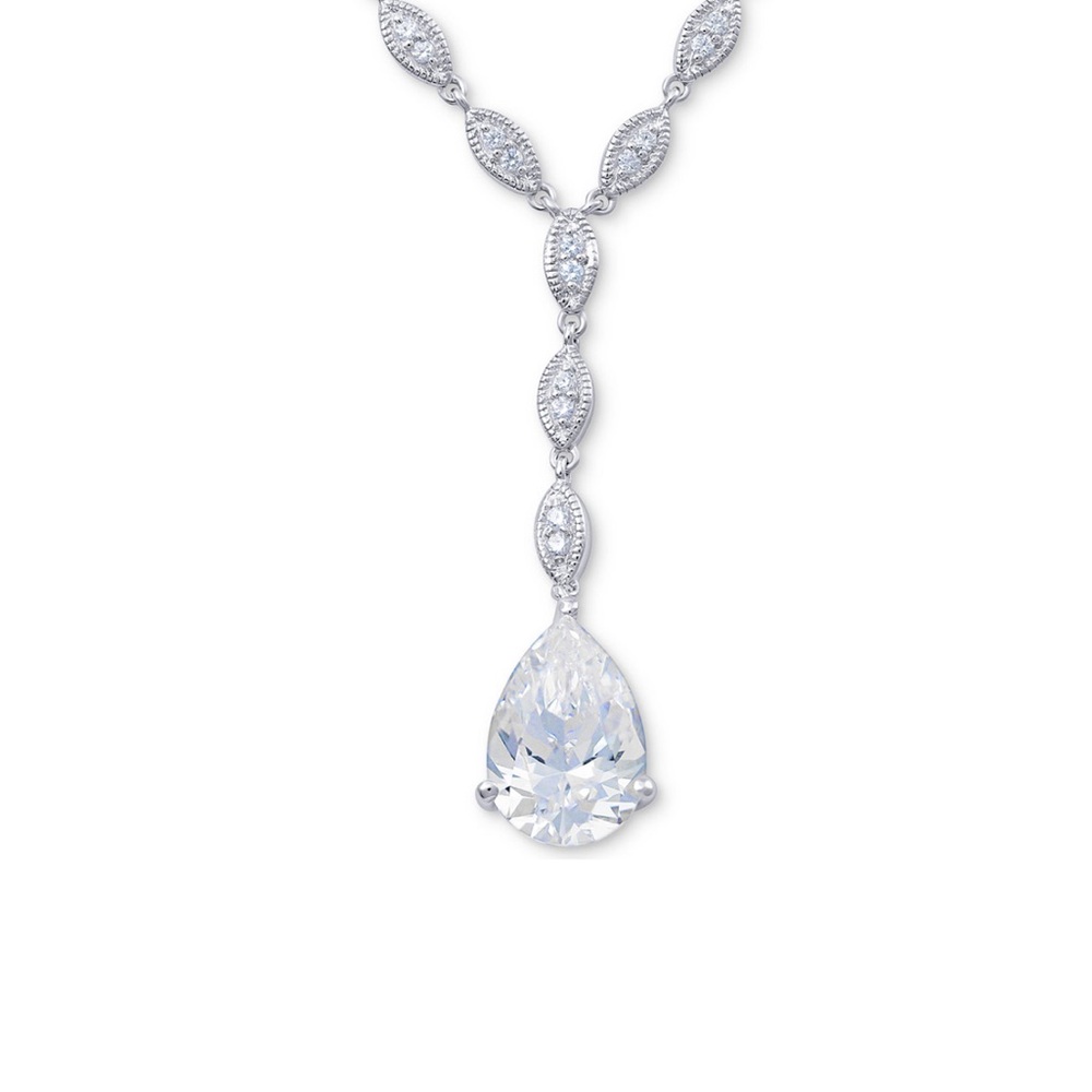 Sterling Silver and Cubic Zirconia Teardrop Necklace - NWT